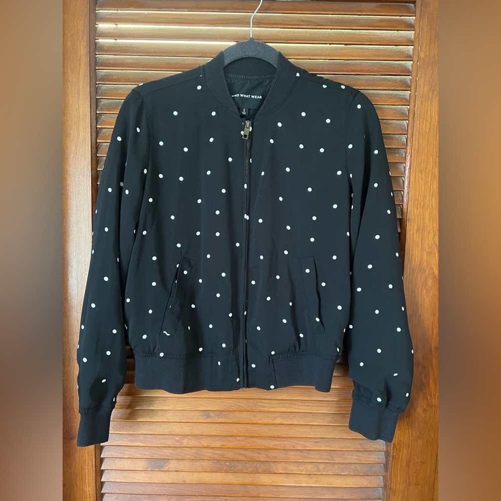 Black Polka Dot Bomber Jacket - Who What Wear